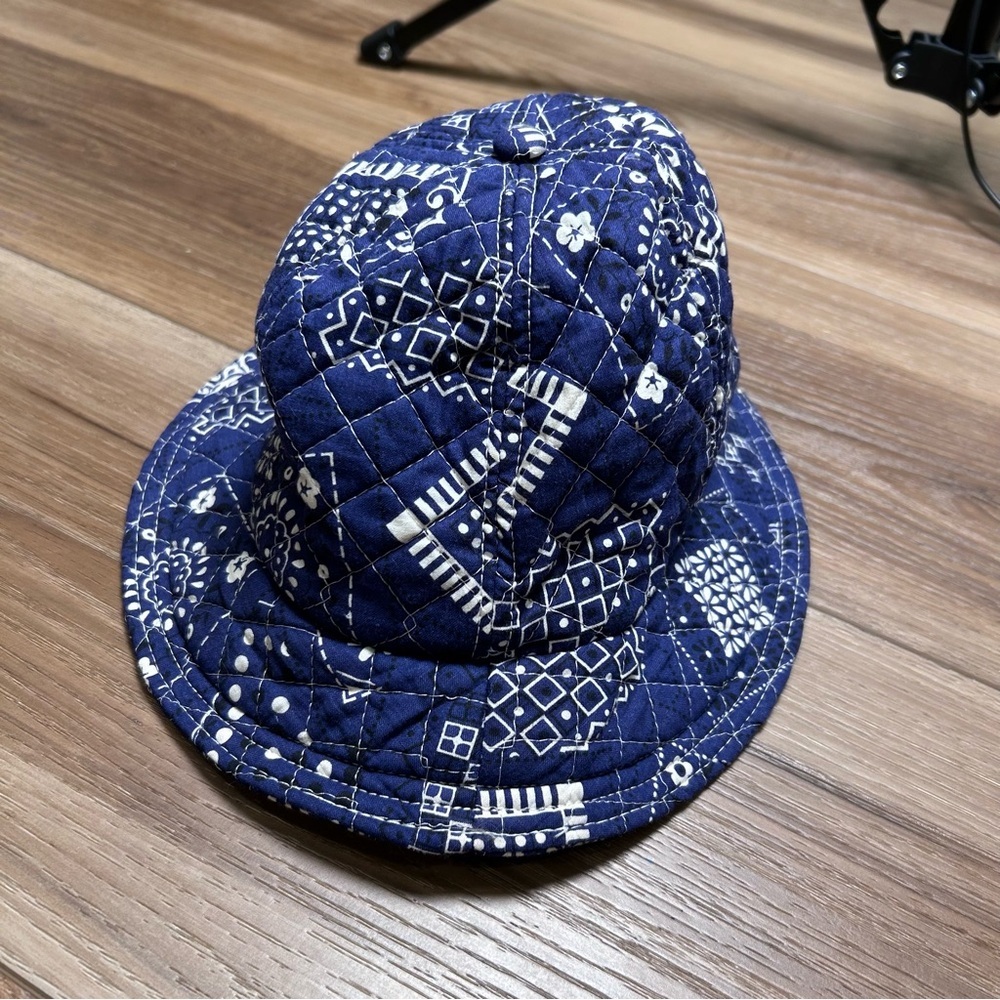 Vintage blue bandana print quilted bucket hat USA Union made festival 4th July - Picture 3 of 6
